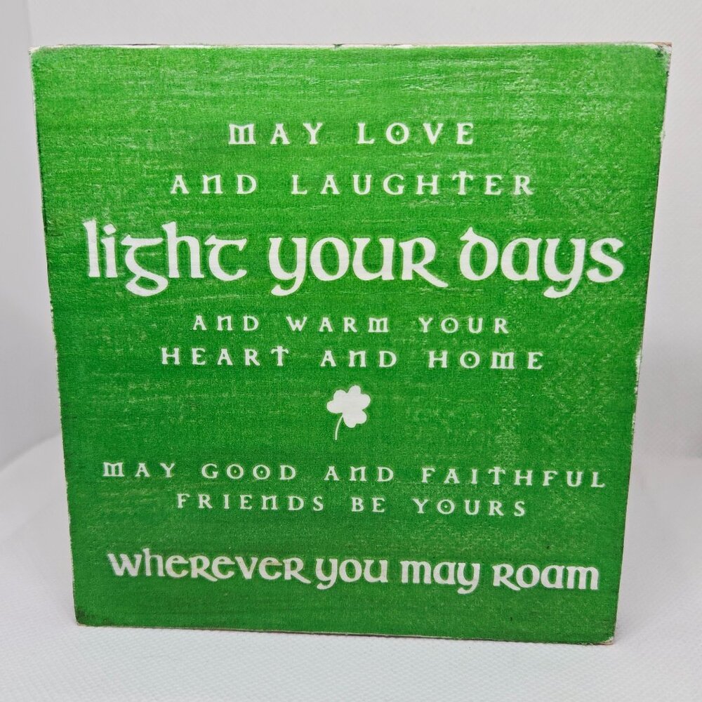 Handcrafted Home Decor St Patrick's Day Quote Clover Mini Wood Sign Shelf Sitter